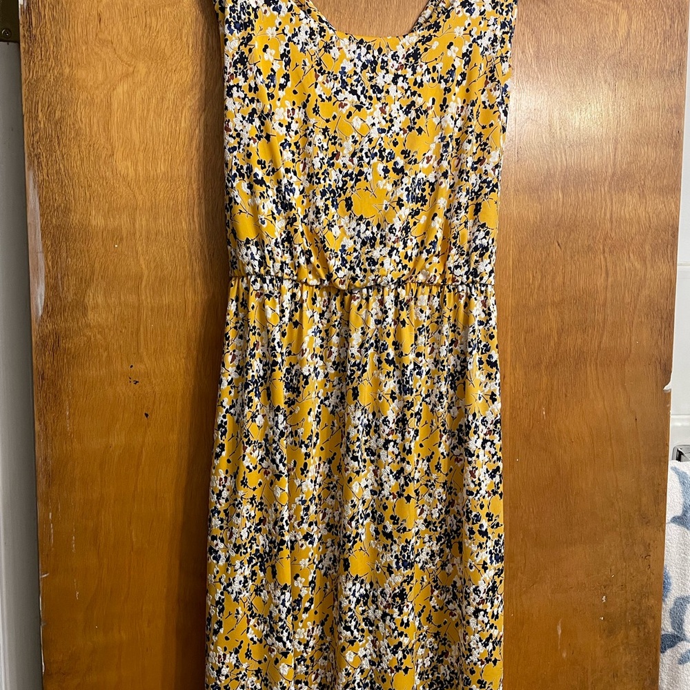 Kaileigh Yellow and Black Floral Midi Dress